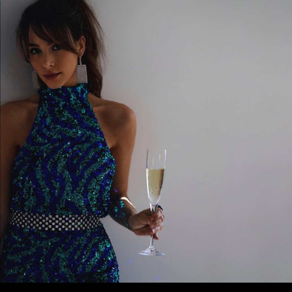 New Zara Sequins Mini Halter Dress - Picture 2 of 6